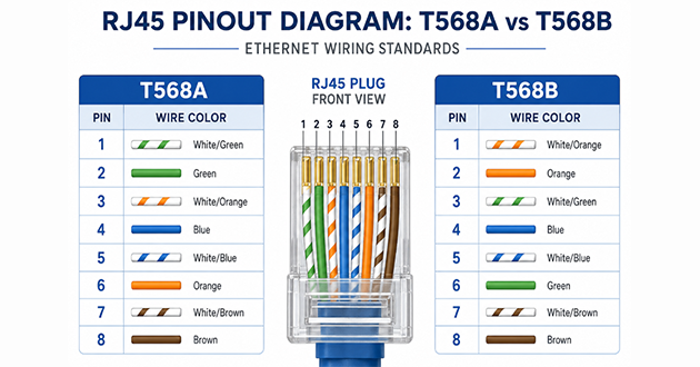 RJ45 Pinout Guide 2026: How to Wire Ethernet Cables Step by Step